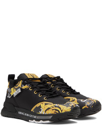 schwarze bedruckte niedrige Sneakers von VERSACE JEANS COUTURE