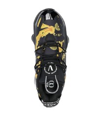 schwarze bedruckte niedrige Sneakers von VERSACE JEANS COUTURE