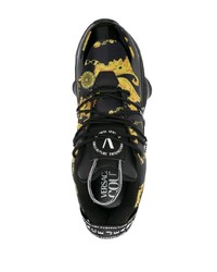 schwarze bedruckte niedrige Sneakers von VERSACE JEANS COUTURE