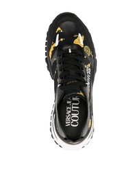 schwarze bedruckte niedrige Sneakers von VERSACE JEANS COUTURE