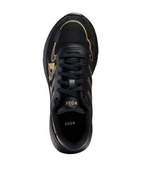 schwarze bedruckte niedrige Sneakers von BOSS