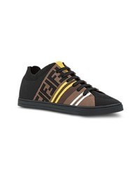 schwarze bedruckte niedrige Sneakers von Fendi