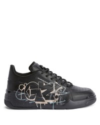 schwarze bedruckte niedrige Sneakers von Giuseppe Zanotti