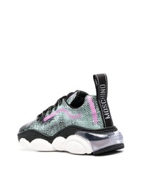 schwarze bedruckte niedrige Sneakers von Moschino