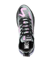 schwarze bedruckte niedrige Sneakers von Moschino