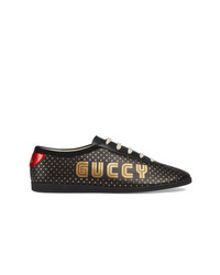 schwarze bedruckte niedrige Sneakers von Gucci