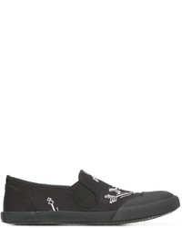 schwarze bedruckte niedrige Sneakers von Lanvin