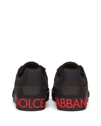 schwarze bedruckte niedrige Sneakers von Dolce & Gabbana