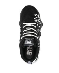 schwarze bedruckte niedrige Sneakers von VERSACE JEANS COUTURE