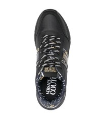 schwarze bedruckte niedrige Sneakers von VERSACE JEANS COUTURE