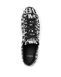 schwarze bedruckte niedrige Sneakers von Versace