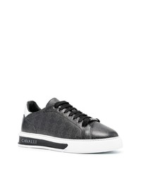 schwarze bedruckte niedrige Sneakers von Roberto Cavalli