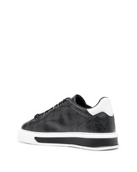 schwarze bedruckte niedrige Sneakers von Roberto Cavalli