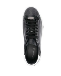 schwarze bedruckte niedrige Sneakers von Roberto Cavalli