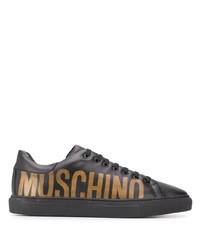 schwarze bedruckte niedrige Sneakers von Moschino