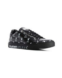 schwarze bedruckte niedrige Sneakers von Philipp Plein