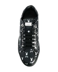 schwarze bedruckte niedrige Sneakers von Philipp Plein