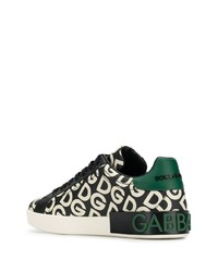 schwarze bedruckte niedrige Sneakers von Dolce & Gabbana