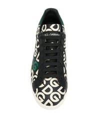 schwarze bedruckte niedrige Sneakers von Dolce & Gabbana