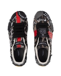 schwarze bedruckte niedrige Sneakers von Dolce & Gabbana