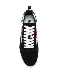 schwarze bedruckte niedrige Sneakers von MSGM