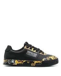 schwarze bedruckte niedrige Sneakers von VERSACE JEANS COUTURE