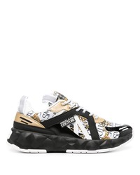 schwarze bedruckte niedrige Sneakers von VERSACE JEANS COUTURE