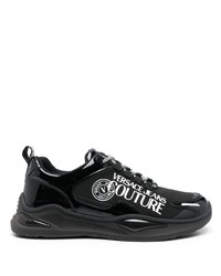 schwarze bedruckte niedrige Sneakers von VERSACE JEANS COUTURE