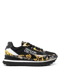 schwarze bedruckte niedrige Sneakers von VERSACE JEANS COUTURE