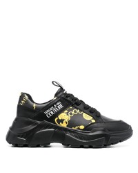 schwarze bedruckte niedrige Sneakers von VERSACE JEANS COUTURE