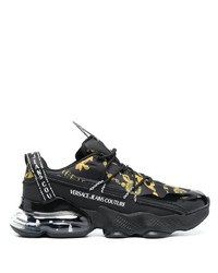 schwarze bedruckte niedrige Sneakers von VERSACE JEANS COUTURE