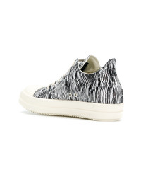 schwarze bedruckte niedrige Sneakers von Rick Owens DRKSHDW