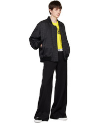 schwarze bedruckte Nylon Bomberjacke von Moschino