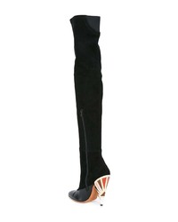 schwarze bedruckte Overknee Stiefel aus Wildleder von Givenchy