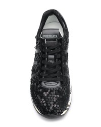 schwarze bedruckte Pailletten niedrige Sneakers von Premiata