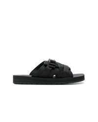 schwarze bedruckte Sandalen von Prada