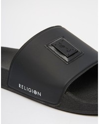schwarze bedruckte Sandalen von Religion