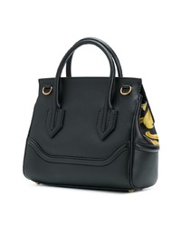 schwarze bedruckte Satchel-Tasche aus Leder von Versace