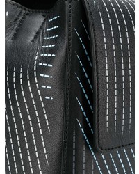 schwarze bedruckte Satchel-Tasche aus Leder von Orciani