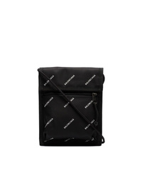 schwarze bedruckte Segeltuch Clutch Handtasche von Balenciaga