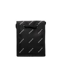 schwarze bedruckte Segeltuch Clutch Handtasche von Balenciaga