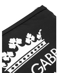 schwarze bedruckte Segeltuch Clutch Handtasche von Dolce & Gabbana