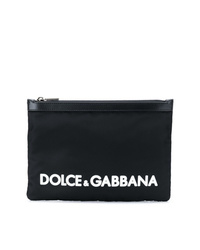 schwarze bedruckte Segeltuch Clutch Handtasche von Dolce & Gabbana