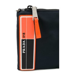 schwarze bedruckte Segeltuch Clutch Handtasche von Prada