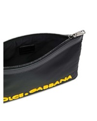 schwarze bedruckte Segeltuch Clutch Handtasche von Dolce & Gabbana