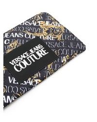 schwarze bedruckte Segeltuch Clutch Handtasche von VERSACE JEANS COUTURE