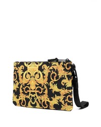 schwarze bedruckte Segeltuch Clutch Handtasche von VERSACE JEANS COUTURE