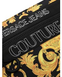 schwarze bedruckte Segeltuch Clutch Handtasche von VERSACE JEANS COUTURE