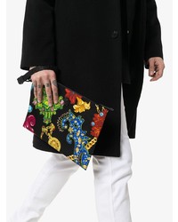 schwarze bedruckte Segeltuch Clutch Handtasche von Versace
