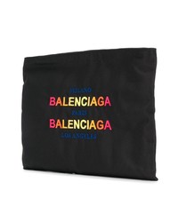 schwarze bedruckte Segeltuch Clutch Handtasche von Balenciaga